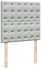 vidaXL Κρεβάτι Boxspring με Στρώμα Ανοιχτό Γκρι 90x190 εκ. Βελούδινο