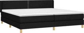 vidaXL Κρεβάτι Boxspring με Στρώμα Μαύρο 200x200 εκ. Υφασμάτινο