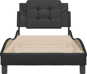 vidaXL Σκελετός Κρεβατιού Χωρίς Στρώμα Zadar Μαύρο90x200εκ. από ΣυνθετικόΔέρμα