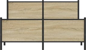 vidaXL Σκελετός Κρεβ. Χωρίς Στρώμα Sonoma Δρυς 150x200 εκ. Μεταλλικό