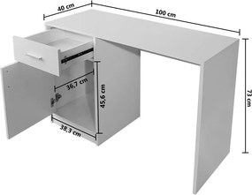 vidaXL Γραφείο με Συρτάρι και Ντουλάπι Λευκό 100 x 40 x 73 εκ.
