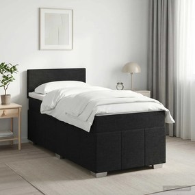 vidaXL Κρεβάτι box spring με στρώμα Μαύρο 80 x 200 cm Ύφασμα