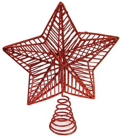 Χριστουγεννιάτικη Κορυφή Δέντρου Μεταλλικό Αστέρι Κόκκινο 24cm 5541c