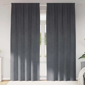 vidaXL Curtains Blackout  με κορδόνι 2 τεμ Σούπερ Ανοιχτό Γκρι Βελούδο