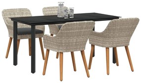 vidaXL Σετ τραπεζαρίας 5 pcs Ανοιχτό γκρι Πολυ ράταν