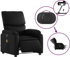 vidaXL Πολυθρόνα Μασάζ Ανακλινόμενη Ηλεκτρική Μαύρη Συνθετικό Δέρμα