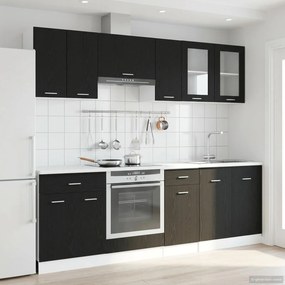 vidaXL Μονάδα κουζίνας Lyon 8 pcs Μαύρη Δρυς Επεξεργασμένο Ξύλο