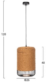 Φωτιστικό Οροφής Κρεμαστό Paper Rope Μπεζ-Μαύρο Μέταλλο-Φ26x40-120Υεκ.