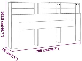 Κεφαλάρι Με Αποθηκευτικό Χώρο Καφέ Δρυς 200 x 19 x 103,5 εκ. - Καφέ