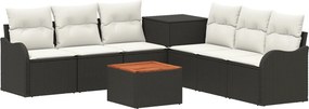 vidaXL Σετ Καναπέ 8 τμχ. Μαύρο και Κρεμ Λευκό 55 x 55 x 37 εκ