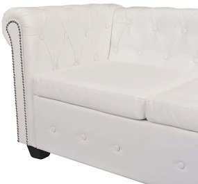 vidaXL Γωνιακός Καναπές Chesterfield 6 Θέσεων Λευκός από Συνθετικό Δέρμα