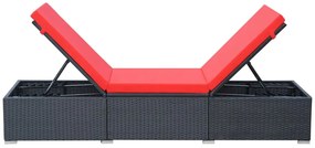 vidaXL Ξαπλώστρα Μαύρη από Συνθετικό Ρατάν με Μαξιλάρι