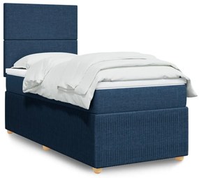 vidaXL Κρεβάτι Boxspring με Στρώμα Μπλε 80x200 εκ. Υφασμάτινο