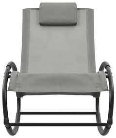 vidaXL Ξαπλώστρα με Μαξιλάρι Γκρι από Ατσάλι και Textilene
