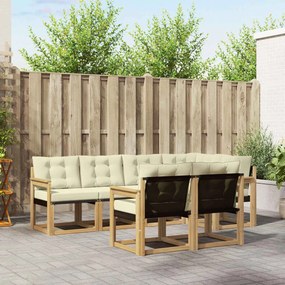 vidaXL Σειρά Καναπέ Εξωτερικού με μαξιλάρι 7 pcs Λευκό και Κρεμ