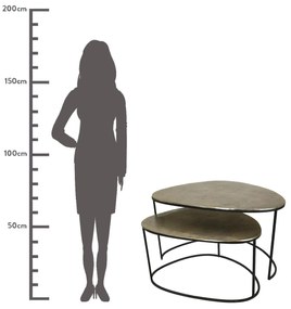 Τραπεζάκι Χρυσό Αλουμίνιο 90x70x50cm Σετ 2Τμχ - 05152636