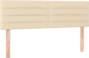 vidaXL Κρεβάτι Boxspring με Στρώμα &amp; LED Κρεμ 140x190 εκ. Υφασμάτινο