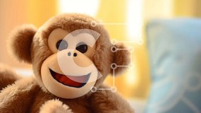 Intra Συλλεκτικό Ξύλινο Παζλ Plywood  4mm - Happy Monkey γεμιστό ζώο στον καναπέ Σε Ξύλινο Κουτί - Διαστάσεις: 10x10 cm – 25 κομμάτια