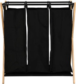 Καλάθι Απλύτων 3 Θέσεων (68x40x76) Estia Bamboo Essentials Μαύρο 02-26967