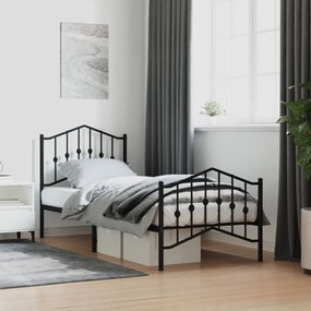Πλαίσιο Κρεβατιού με Κεφαλάρι/Ποδαρικό Μαύρο 90x190 εκ. Μέταλλο
