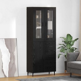 vidaXL Highboard με συρτάρι 2 pcs Μαύρη Οξυά Επεξεργασμένο ξύλο