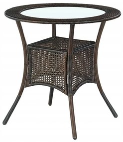 Τραπέζι εξωτερικού χώρου Houston 184, Επεξεργασμένο γυαλί, 74cm, 8 kg, Σκούρο καφέ, Πλαστικό ψάθινο | Epipla1.gr
