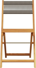 vidaXL Σετ Επίπλων Bistro 3 τεμ.Γκρι Πολυπροπυλένιο/Μασίφ Ξύλο