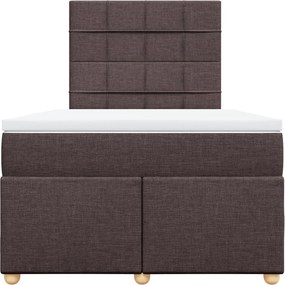 vidaXL Κρεβάτι Boxspring με Στρώμα Σκούρο Καφέ 120x200 εκ. Υφασμάτινο