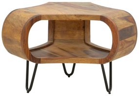 Τραπεζάκι Σαλονιού Merck απο Μασίφ Ξύλο Sheesham σε Καρυδί με Μαύρα Μεταλλικά Πόδια Φ55x38εκ. 55x55x38 εκ.