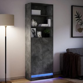 vidaXL Ντουλάπι με LED Γκρι 69x32,5x200 εκ. από Επεξεργασμένο Ξύλο