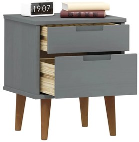 vidaXL Κομοδίνο MOLDE Γκρι 40 x 35 x 48 εκ. από Μασίφ Ξύλο Πεύκου