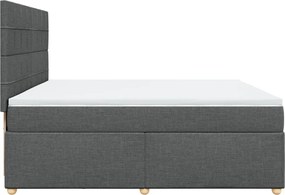 vidaXL Κρεβάτι Boxspring με Στρώμα Σκούρο Γκρι 200x200 εκ. Υφασμάτινο