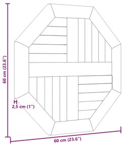 vidaXL Επιφάνεια Τραπεζιού Οκτάγωνη 60x60x2,5 εκ. Μασίφ Ξύλο Teak