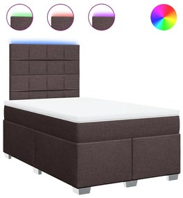 vidaXL Κρεβάτι Boxspring με Στρώμα Σκούρο Καφέ 120x190 εκ Υφασμάτινο