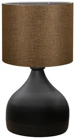 TABLE LAMP  BLACK METAL BODY, BROWN DRUM SHADE FABRIC Φ18,5x29Ηcm. 22x22x45 εκ.