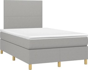 vidaXL Κρεβάτι Boxspring με Στρώμα Ανοιχτό Γκρι 120x190 εκ. Υφασμάτινο