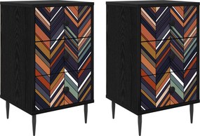 vidaXL Κομοδίνο OMMEN 2 τμχ. Μαύρη Δρυς 36 x 33 x 61 εκ.