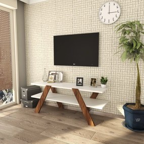 Έπιπλο Τηλεόρασης Λευκό / Καρυδί CATIR 120x33.1x45