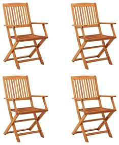Καρέκλες Εξωτ. Χώρου Πτυσσόμενες 4 τεμ. Μασίφ Ξύλο Ευκαλύπτου