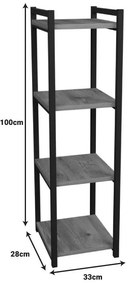 Επιδαπέδια ραφιέρα Harvey μαύρο μέταλλο και μελαμίνη σε φυσική απόχρωση 33x28x100εκ 33x28x100 εκ.