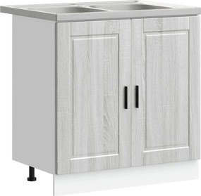 vidaXL Βάση νιπτήρα με αποθήκευση Porto 2 pcs Γκρι Επεξεργασμένο ξύλο