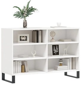 vidaXL Ραφιέρα Γυαλιστερή Λευκή 103,5 x 35 x 70 εκ. από Επεξεργ. Ξύλο