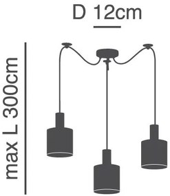 SE21-NM-4-BL3-SH12 ADEPT FLEX Nickel Matt Pendant White, Grey, Brown Fabric Shade+