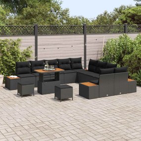 vidaXL Σετ Καναπέ Κήπου με μαξιλάρι 13 pcs Μαύρο