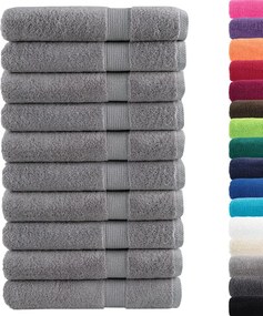 vidaXL Πετσέτες Premium SOLUND 10 τεμ. Γκρι 100x200 εκ. 600 γρ./μ²
