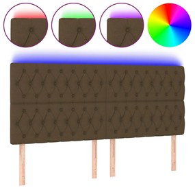 vidaXL Κεφαλάρι Κρεβατιού LED Σκούρο Καφέ 180x7x118/128εκ. Υφασμάτινο