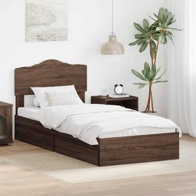 vidaXL Κρεβάτι Αποθήκης Καφέ δρυς 70 x 190 cm Επεξεργασμένο ξύλο