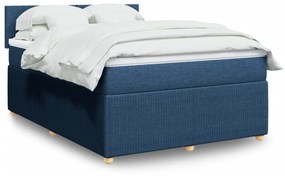 vidaXL Κρεβάτι Boxspring με Στρώμα Μπλε 140x190 εκ. Υφασμάτινο