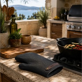ΣΥΛΛΟΓΉ CHEF ΕSSENTIALS SMOOTH LEATHER OVEN GLOVE BLACK DOXX AMSTERDAM