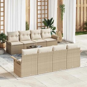 vidaXL Σετ Καναπέ Κήπου 9 pcs Μπεζ Πολυ ράταν